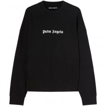 Palm Angels Men's Logo Cotton Sweatshirt in Black | Size Large | PMBA074F23FLE003
