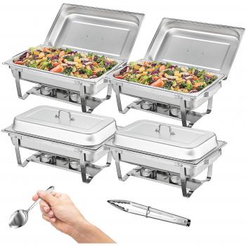 VEVOR 4-Pack Stainless Steel Chafing Dish Buffet Set with 4 Full-Size Pans and 8 Fuel Holders