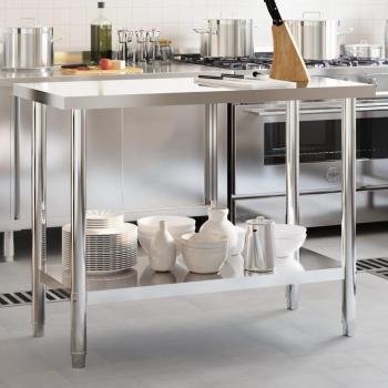 Mesa de cocina de acero inoxidable de 110x55x85 cm