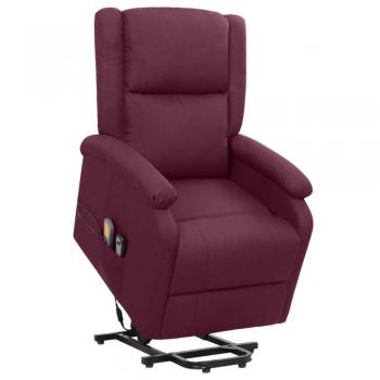 Silla de elevación de masaje reclinable de tela púrpura con función de calefacción, reposabrazos acolchados, respaldo ajustable y diseño ergonómico
