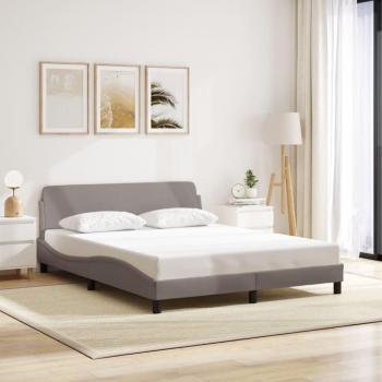 Cama solar sin colchón Tortorora 160x200 cm en tela, estructura de cama con cabecero de tela gris taupe 160x200 cm Vidaxl Gris Topo, vidaXL Estructura De Cama Con