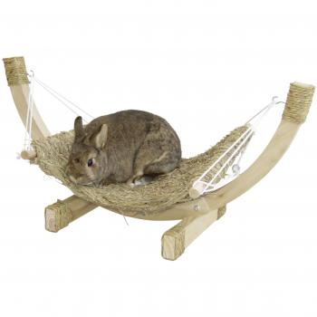 Hamaca de hierba para roedores Kerbl Siesta con estructura de madera 73x36x34 cm