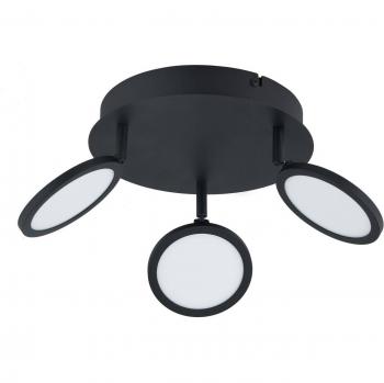 Plafón LED Lindby Manel, negro, hierro, diámetro 22 cm, moderno, 3 llamas para salón y comedor