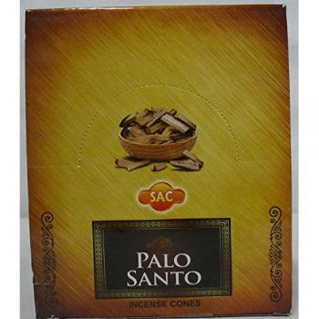 Incienso Conos Palo Santo Aromático Natural - Caja de 12 Cajitas (marca SAC) con 10 conos por caja y un quemador de conos incluido