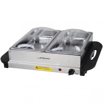 Calentador de Buffet Eléctrico Nova Jago® - Acero Inoxidable, Portátil, Control de Temperatura 45-85°C, Placas Calefactoras, Capacidad 2 x 2,5L