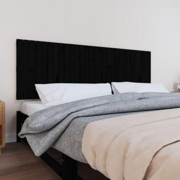 Cabecero de cama de pared negro 185x3x60 cm madera maciza de pino vidaXL