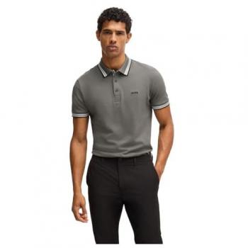 Polo de Hombre BOSS Paddy de Algodón Piqué con Logo Contrastante en Gris Claro/Pastel, Talla L