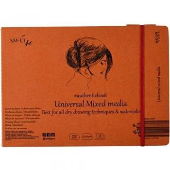 Carnet de Medios Mixtos Cosido 24,5x17,6cm - 18 Hojas - 200 g/m²