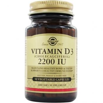 Solgar Vitamin D3 (Cholecalciferol) 2200 IU (55 mcg) Dietary Supplement - 50 Capsules