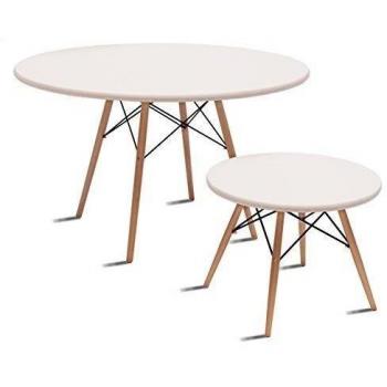 Beat Coffee Mesa auxiliar ,de centro, patas madera y sobre madera blanco estilo nórdico para comedor,dormitorio, cocina , balcón , terraza interior