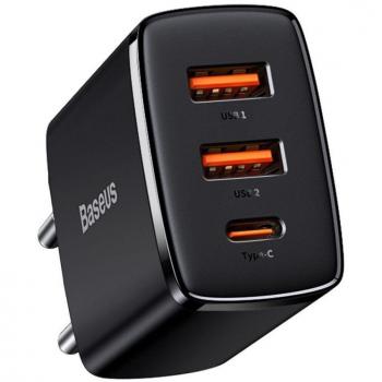 Baseus 30W Compact Quick Charger with Dual USB and Type-C, PD3.0 Power Delivery, QC3.0 Qualcomm Quick Charge for iPhone, Pad Pro, Xiaomi, Huawei