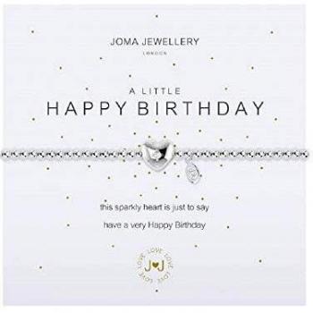 Joma Jewellery A Little Happy Birthday Bracelet - Silver with Adjustable Chain and Crystal Detail