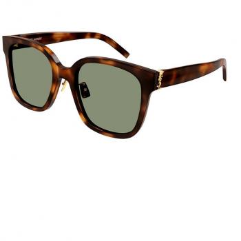 Saint Laurent Havana/Green Sunglasses SL M105/F, Brown female, Size: 55 MM