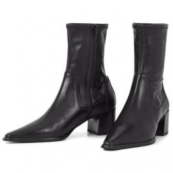 Vagabond Shoemakers Women's Giselle Black Ankle Booties with Pointed Toe and Block Heel - Size 40 EU / 10 US