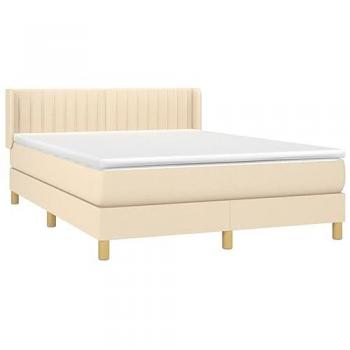 Cama Box Spring con Colchón de Tela Color Crema 140x190 cm