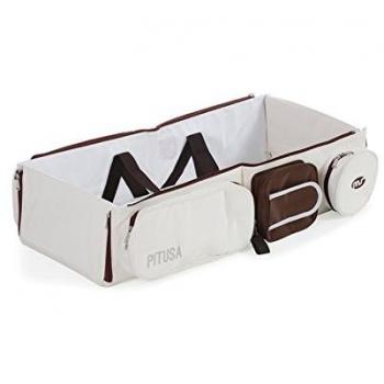 Innovaciones MS Minicuna pitusa portatil marron chocolate y blanca