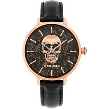 Police Women's Fashion Watch with Black Leather Strap PL16032MSR.02