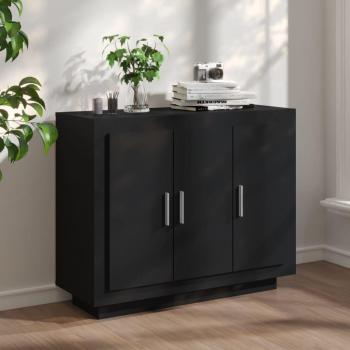 Aparador de madera contrachapada negro 92x35x75 cm, Mueble de Almacenaje de Salón, Buffet para salón Moderno, Armario Auxiliar, Armario de Almacenamiento