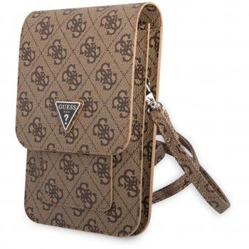 Guess PU 4G Triangle Logo Estuche para Teléfono Celular con Hombro - Marrón