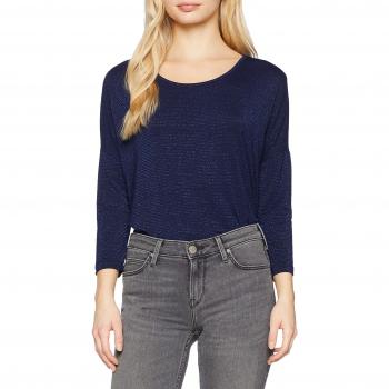 PIECES Pcminna 3/4 Top Noos, Camisa Manga Larga para Mujer, Azul Detail: Lurex In Maritime Blue, 40