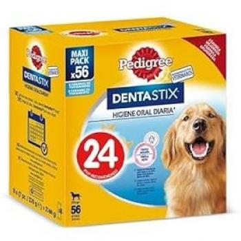 Pedigree Dentastix Snack Dental para la Higiene Oral de Perros Grandes - 56 Unidades, cuidado dental, ayuda a reducir el sarro y placa, textura especial que limpia los dientes, sabor atractivo para perros grandes