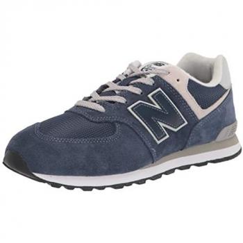 New Balance Kids' 574 Core Sneakers - Dark Blue/White, Leather, Size 32.5