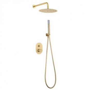 Conjunto Ducha Monomando Empotrado Olimpo Oro Cepillado IMEX GPC033/OC