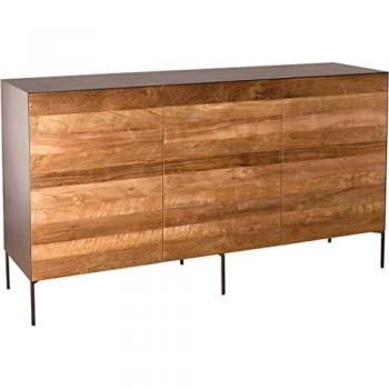 Aparador MACABANE de 3 puertas en madera de teca reciclada y metal gris antracita