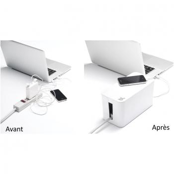 Bluelounge Cablebox Mini CBM-WH - Caja organizadora de cables, 23,5 x 11,43 x 12,7 cm , blanco