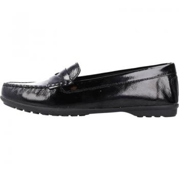 Mocasines de Mujer Geox D Elidia Negro, cómodos, con suela de goma antideslizante, diseño elegante y moderno, parte superior en cuero sintético, plantilla acolchada para mayor confort