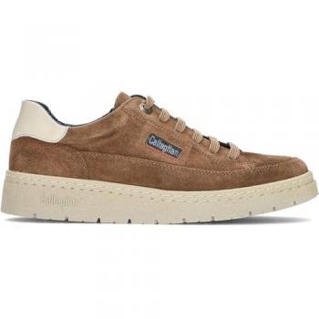 CALLAGHAN 55815 Zapato deportivo casual de piel, con cordones y suela blanca de goma, ante, serraje, nobuk para señora color trufa talla 39