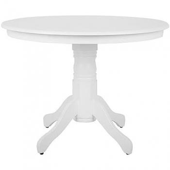 Mesa de Comedor Redonda Vintage de Madera de Caucho Blanca Ø100 cm Akron