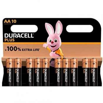 Pilas Alcalinas Duracell Plus AA (Mignon) - Pack de 10 con 100% Extra Life