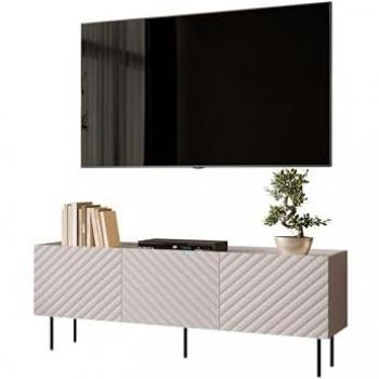 Mueble TV Charlotte U103, Cachemira, 166x59x40cm, con tres puertas y patas de acero