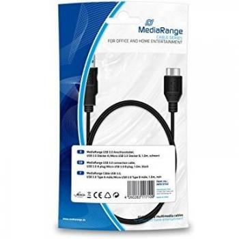 MediaRange USB 3.0 Cable de conexión MRCS153 Micro USB 3.0 Enchufe A+B