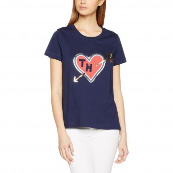 Tommy Hilfiger TH Heart TEE SS, Polo para Mujer, Rosa