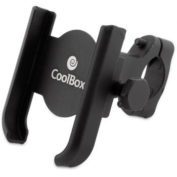 CoolBox Coolrider Soporte Pasivo de Teléfono Móvil/Smartphone Giratorio para Bicicleta, Patinete y Moto, Compatible con Smartphones hasta 95mm de Ancho, Color Negro, Fabricado en