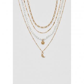 Gold Moon and Star Necklace Set of 4