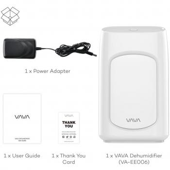 Deshumidificador 670 ml Eléctrico VAVA Tanque de Agua de 670 ml, un Ritmo de Absorción de 300ml / 24h, 33 dB Funcionamiento Silencioso Certificado por la CE, Protección de Apagado Automático