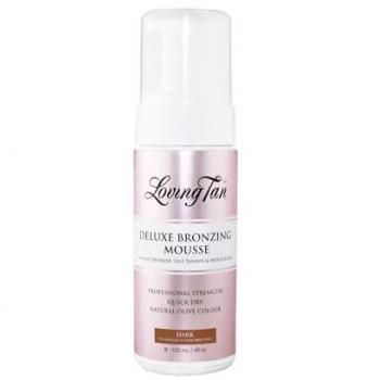 Loving Tan Deluxe Bronzing Mousse Dark 120ml - Streak Free, Natural looking, Professional Strength Sunless Tanner - Up to 5 Self Tan Applications per Bottle, Cruelty Free, Naturally Derived DHA