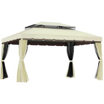 Cenador de Jardín 4x3 m Gazebo de Aluminio con Techo de Ventilación