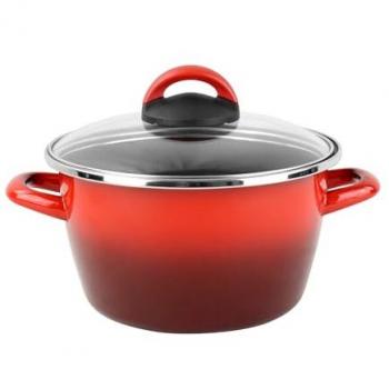 Magefesa Olla de Sopa Acero Aleado Rojo con Tapa de Vidrio, Inducción, Mangos a Prueba de Calor Ø28cm