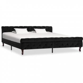 Día y Noche Estructura de cama de terciopelo negro 200x200 cm