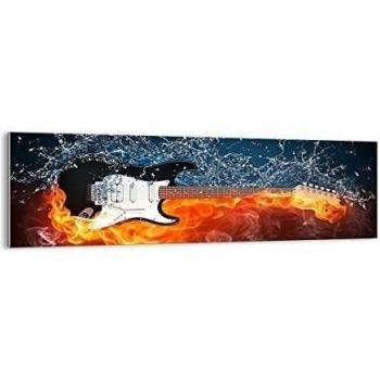 Cuadro sobre vidrio - Impresiones sobre Vidrio - Guitarra Instrumento Música - 160x50cm - Decoracion de Pared - Impresión en Vidrio - Cuadro en vidrio - Cuadro de Cristal - GAB160x50-0215