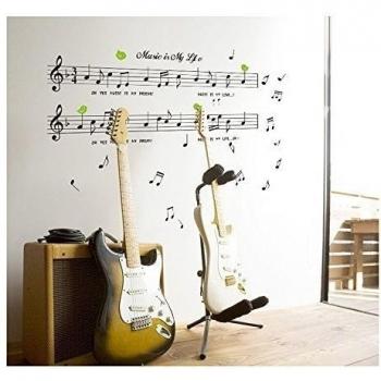 Adhesivo extraíble habitaciones paredes vinilo pegatinas DIY/murales/dodoskinz/tatuajes con pentagrama y/música notas musicales y texto/text diseños de VAGA