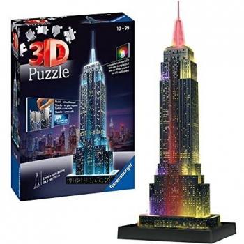 Ravensburger 12566 1- Puzzle 3D Building: Empire State Building Night Edition, Multicolor