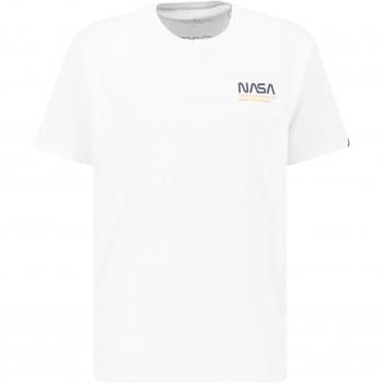 Camiseta Alpha Industries Skylab NASA para Hombre - Color Blanco y Azul, Talla S