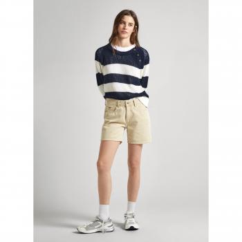 Short recto de mujer beige Pepe Jeans, fit recto y tiro alto