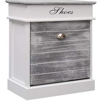 vidaXL Mueble Zapatero de Madera de Paulownia Mobiliario Hogar Decoración Organización Almacenamiento Calzados Duradero Útil Duradero Gris 50x28x58cm