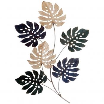 Burkina Home Decor Decoración Pared Hojas, Metal, Multicolor, 71x5x98 cm